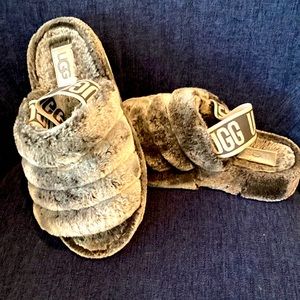 Rich grey fuzzy Ugh slippers size 38 which is a US 7 1/2.